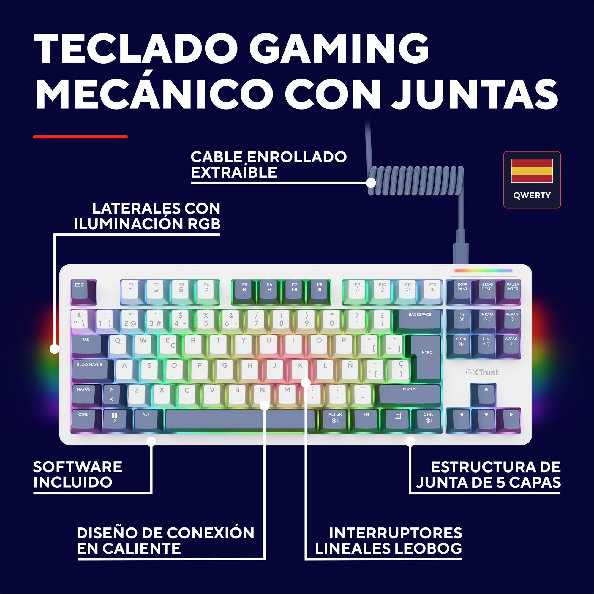 GXTrust Xyra teclado mecánico TKL español QWERTY (oferta flash) - imagen 2